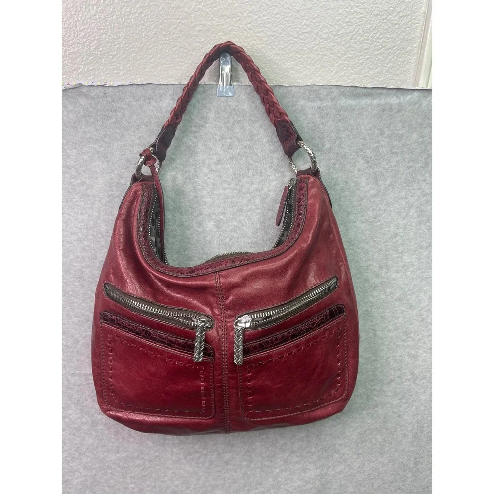 VTG Brighton Florencia Valencia Hobo Burgundy Shoulder Bag, Expandable,‎ leather